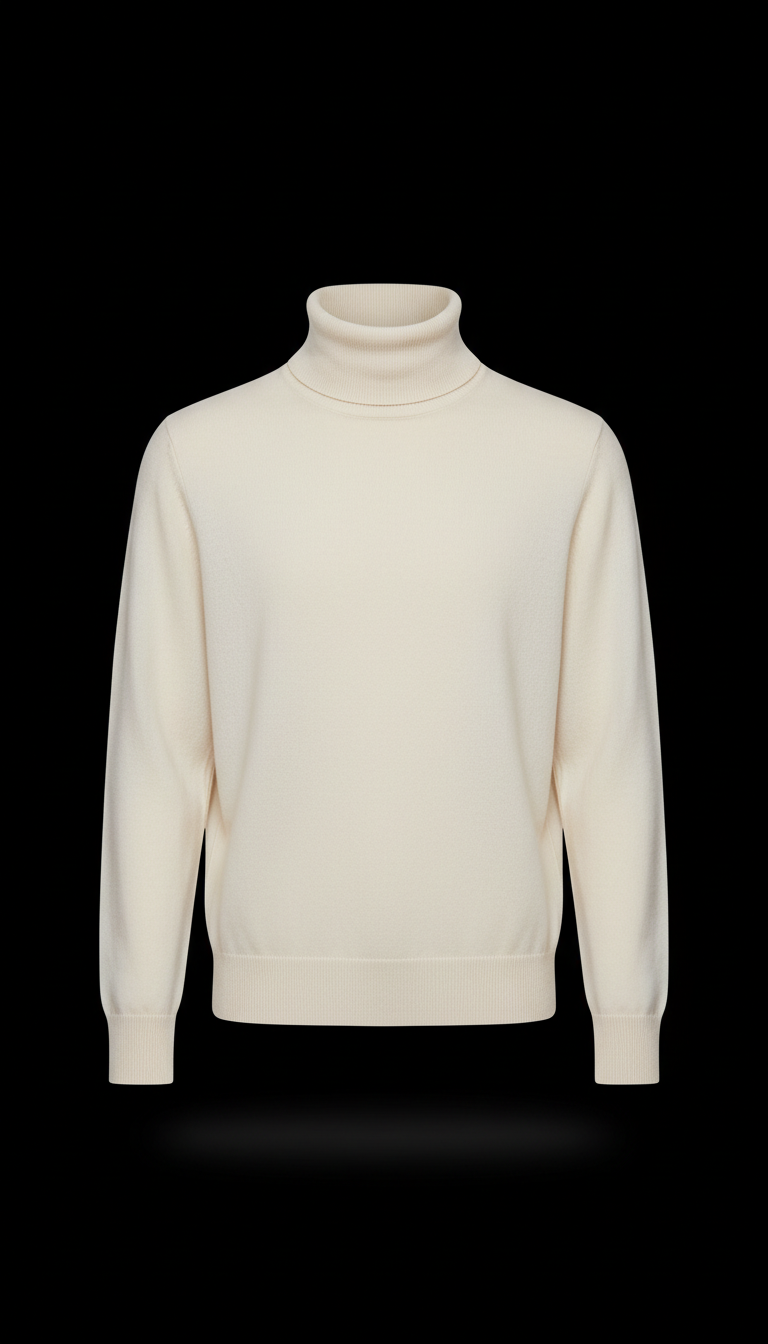 Ivory Cashmere Turtleneck Sweater