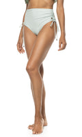 Myrtle | Women's Reversible Ruche Adjustable Swim Bottoms | Misty Aqua Colorblock