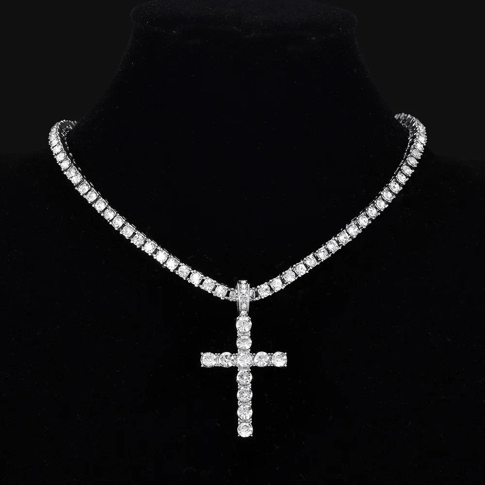 Iced Out Cross Pendant Necklace