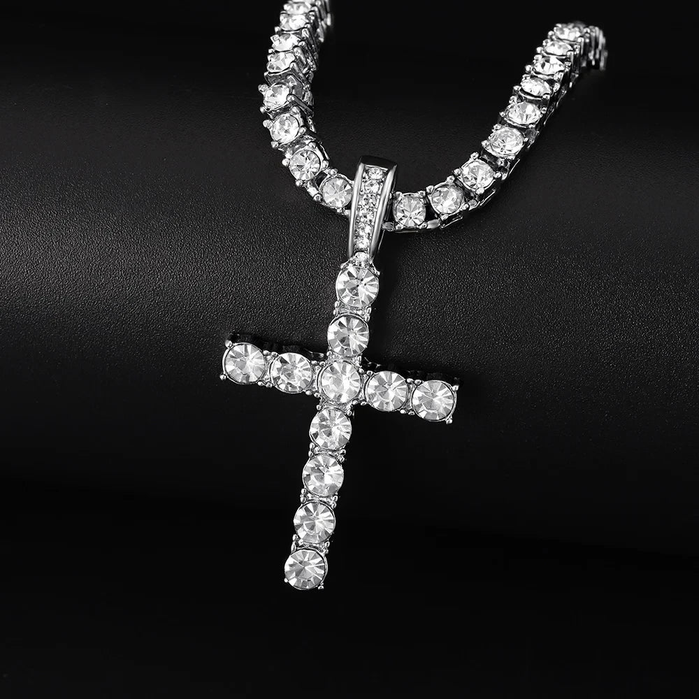 Iced Out Cross Pendant Necklace
