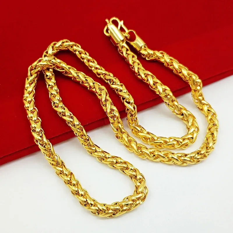 24K Real Gold Chain Necklace
