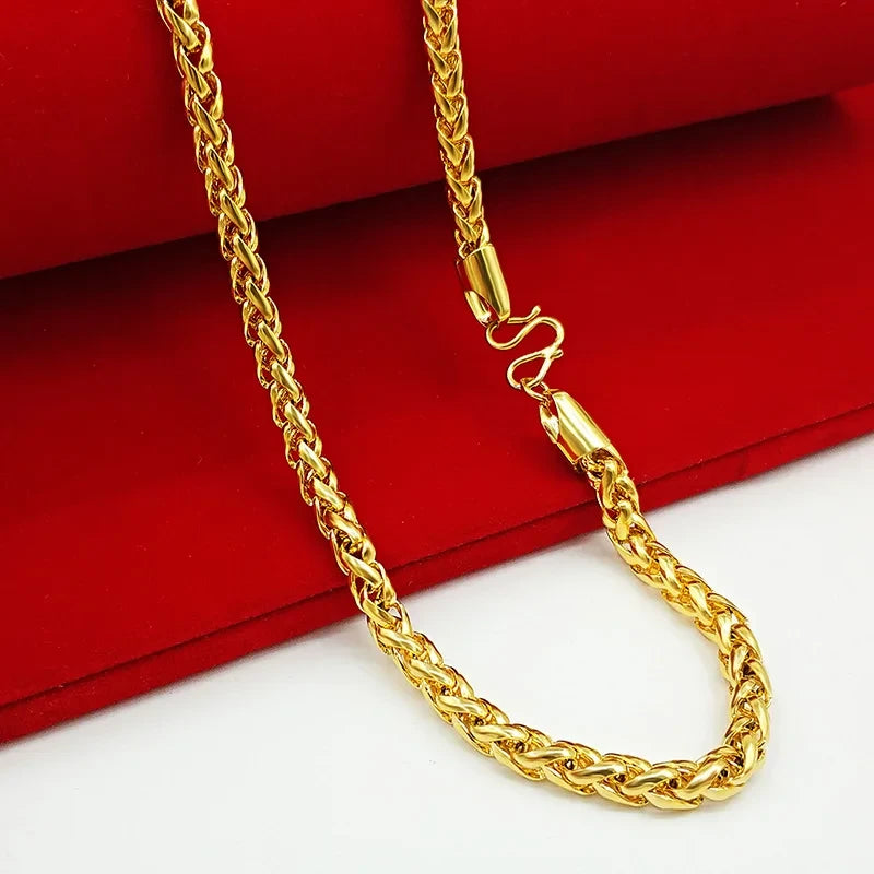 24K Real Gold Chain Necklace