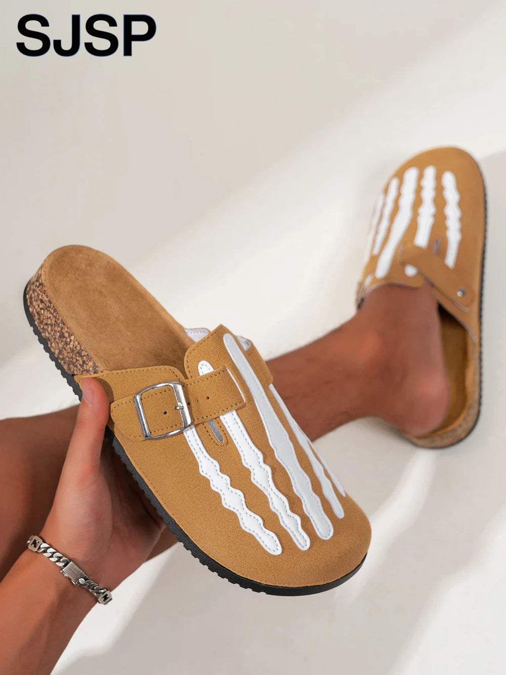 Skeleton Print Slip-On Sandals