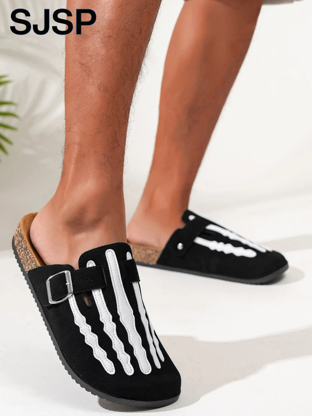 Skeleton Print Slip-On Sandals