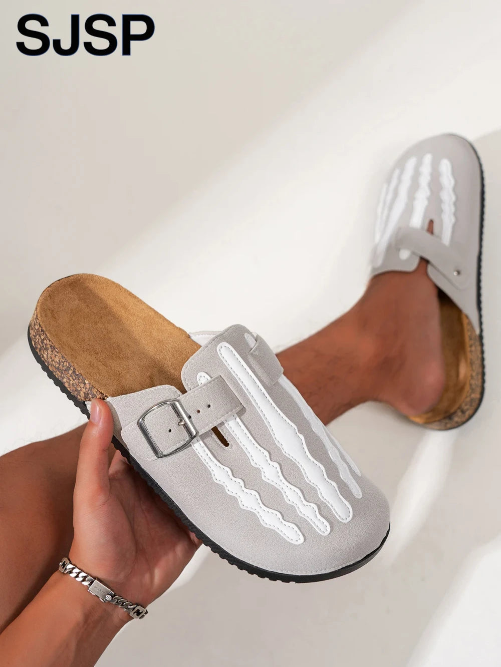 Skeleton Print Slip-On Sandals