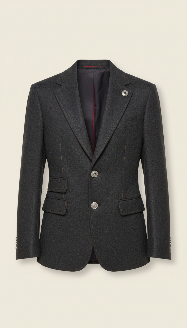 Tailored Wool Blazer with Metallic Buttons