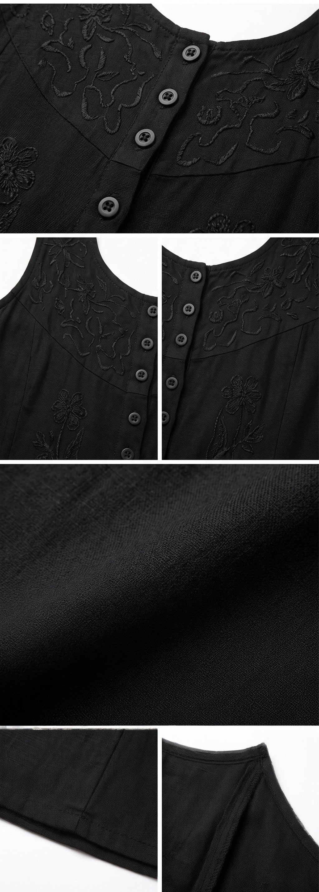 Sakkas Maya Floral Embroidered Sleeveless Button Up Rayon Dress
