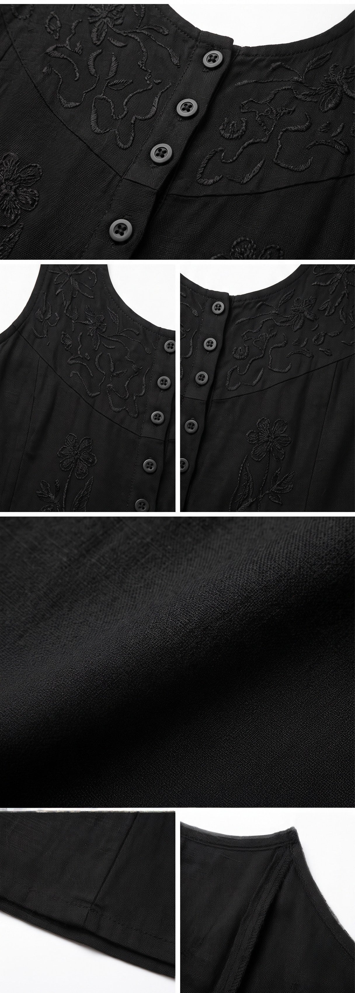 Sakkas Maya Floral Embroidered Sleeveless Button Up Rayon Dress